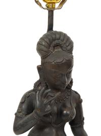 A Pair of South-East Asian Bronze Figures now Mounted as Lamps