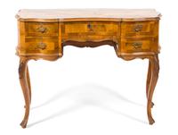 An Italian Rococo Style Walnut Serpentine Desk Height 31 1/4 x width 42 x depth 20 inches. — 20TH CENTURY