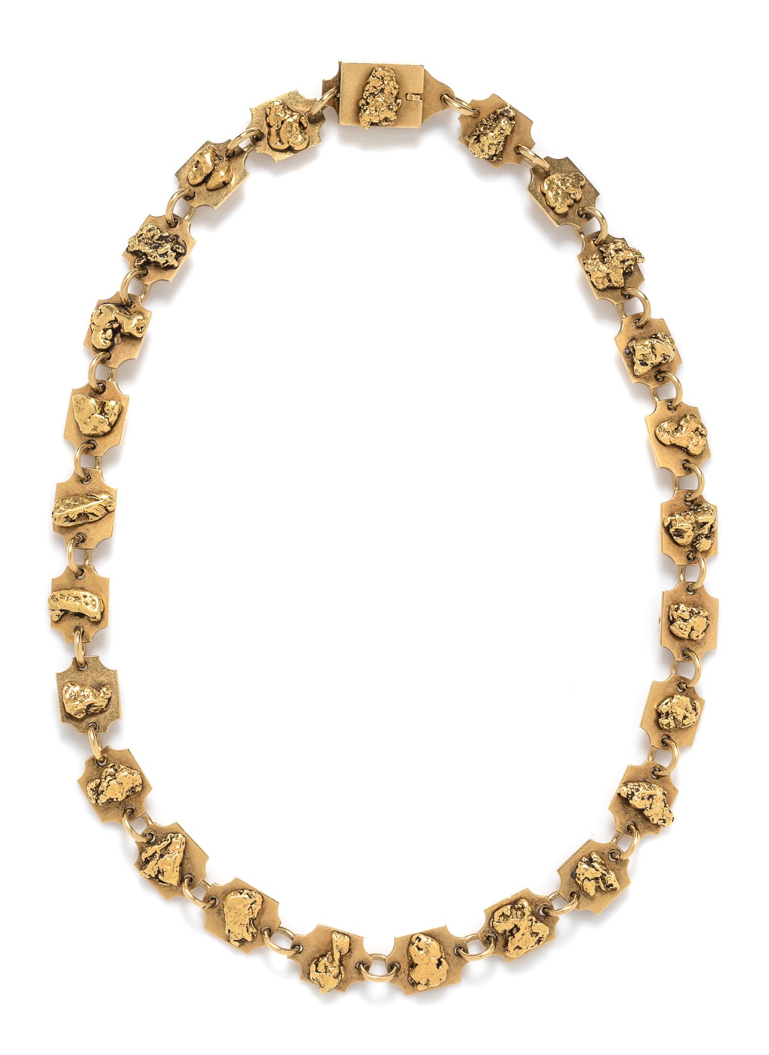 A Yellow Gold Gold Nugget Necklace,