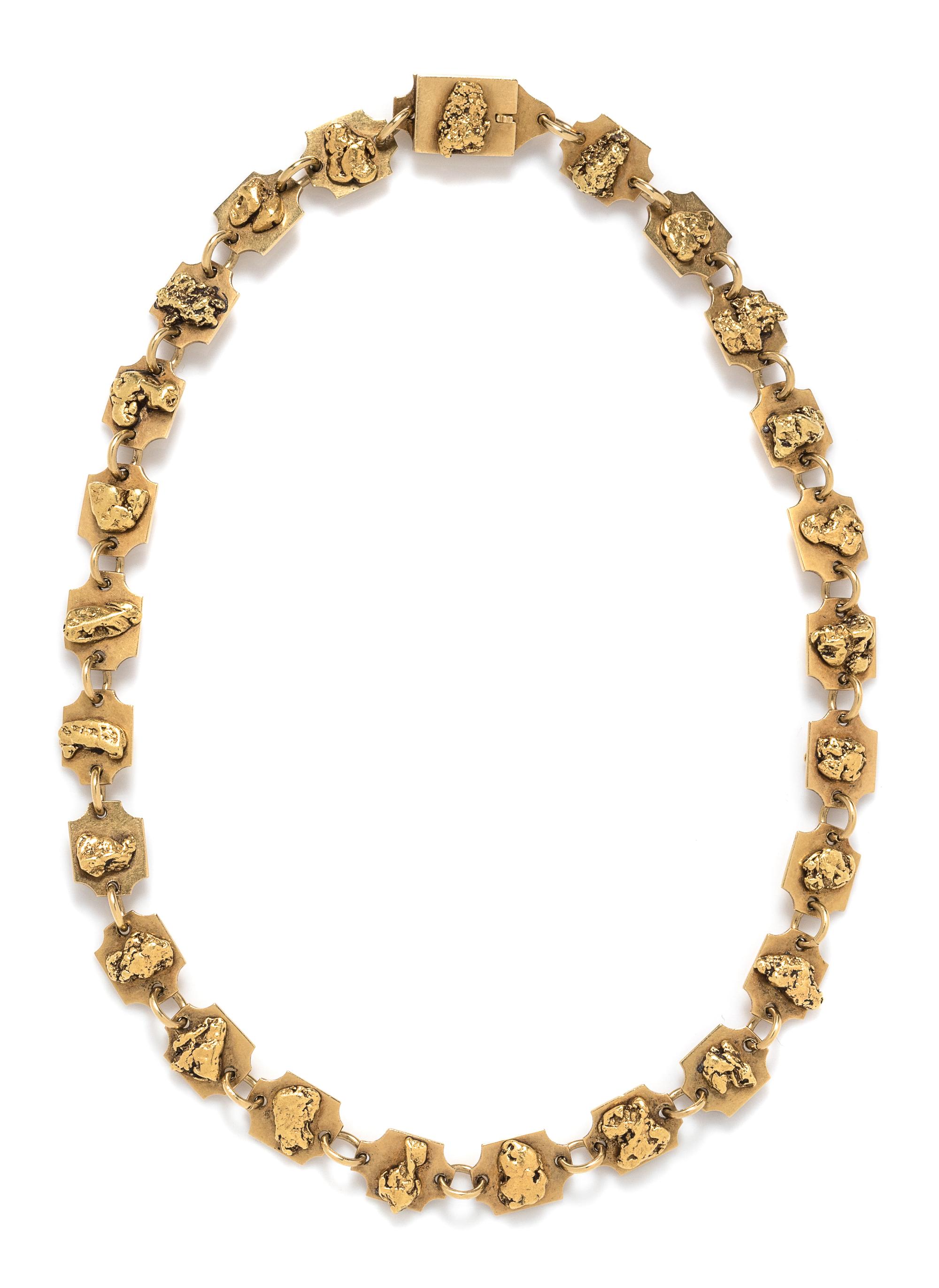 A Yellow Gold Gold Nugget Necklace,