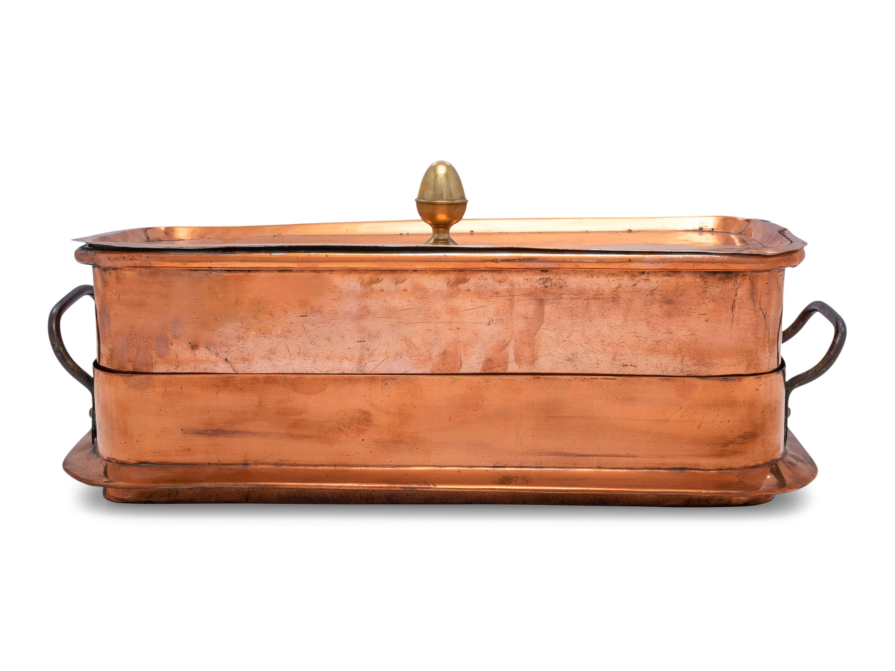 A French Copper Roasting Pan with Cover