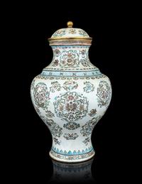 A Painted Enamel on Bronze Covered Jar