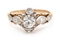 A Platinum Topped Gold and Diamond Ring, 1.70 dwts.