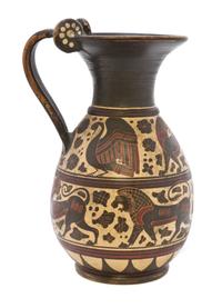 A Continental Grand Tour Pottery Ewer, after the Antique, Height 10 1/4 inches.