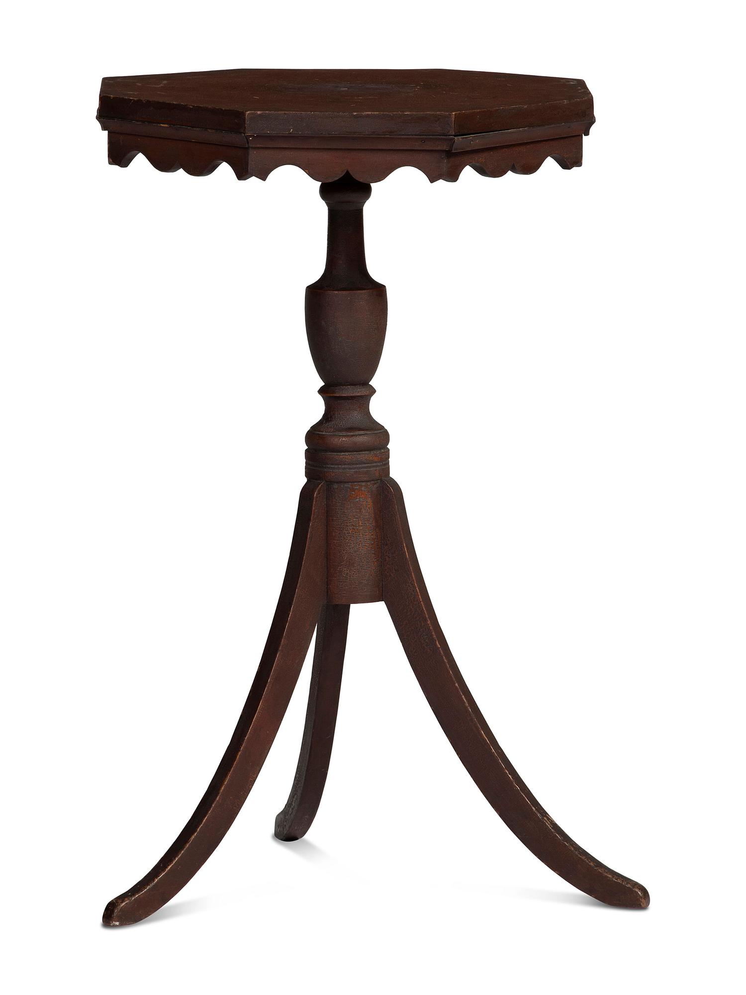 A Late Federal Turned and Stained Cherrywood Octagonal-Top Candlestand