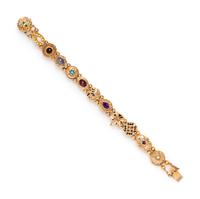 HONORA, YELLOW GOLD AND MULTIGEM SLIDE BRACELET