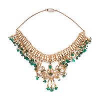 ANTIQUE, PEARL AND EMERALD FRINGE NECKLACE