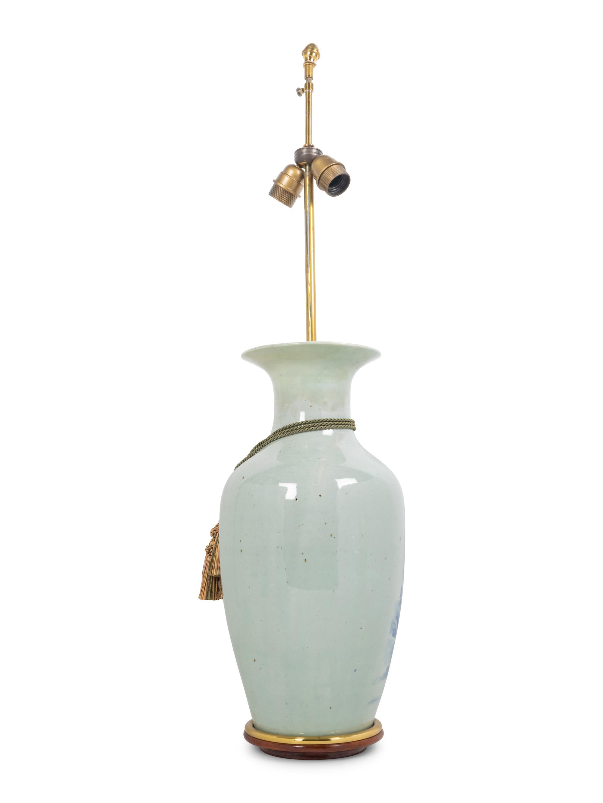 A Blue and White Porcelain Vase Mounted as a Lamp