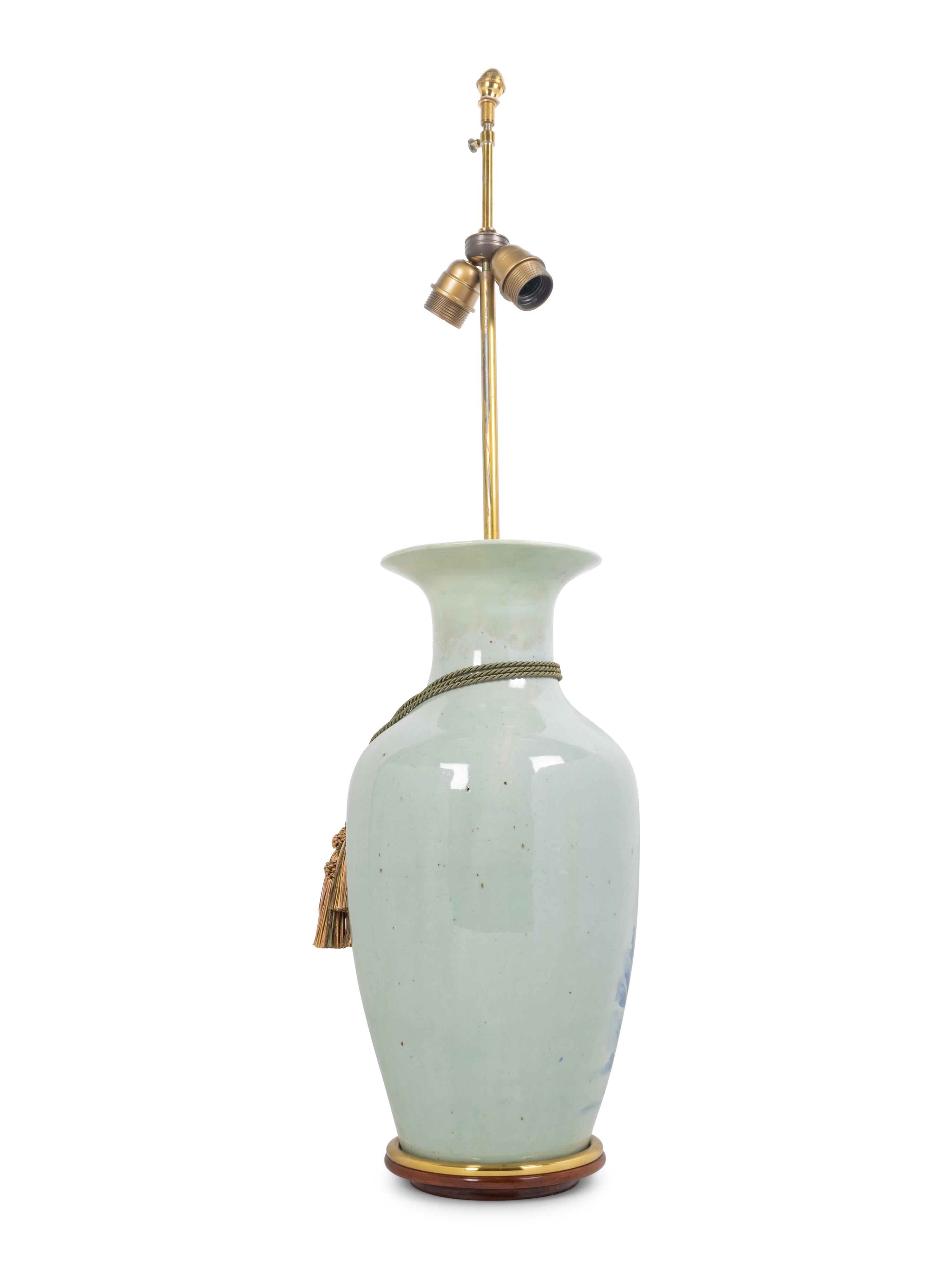 A Blue and White Porcelain Vase Mounted as a Lamp