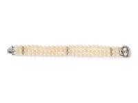 A White Gold, Cultured Pearl and Diamond Bracelet,