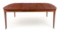 A Regency Style Mahogany Extension Dining Table Height 29 3/4 x width 60 x depth 54 1/4 inches. — 19TH CENTURY