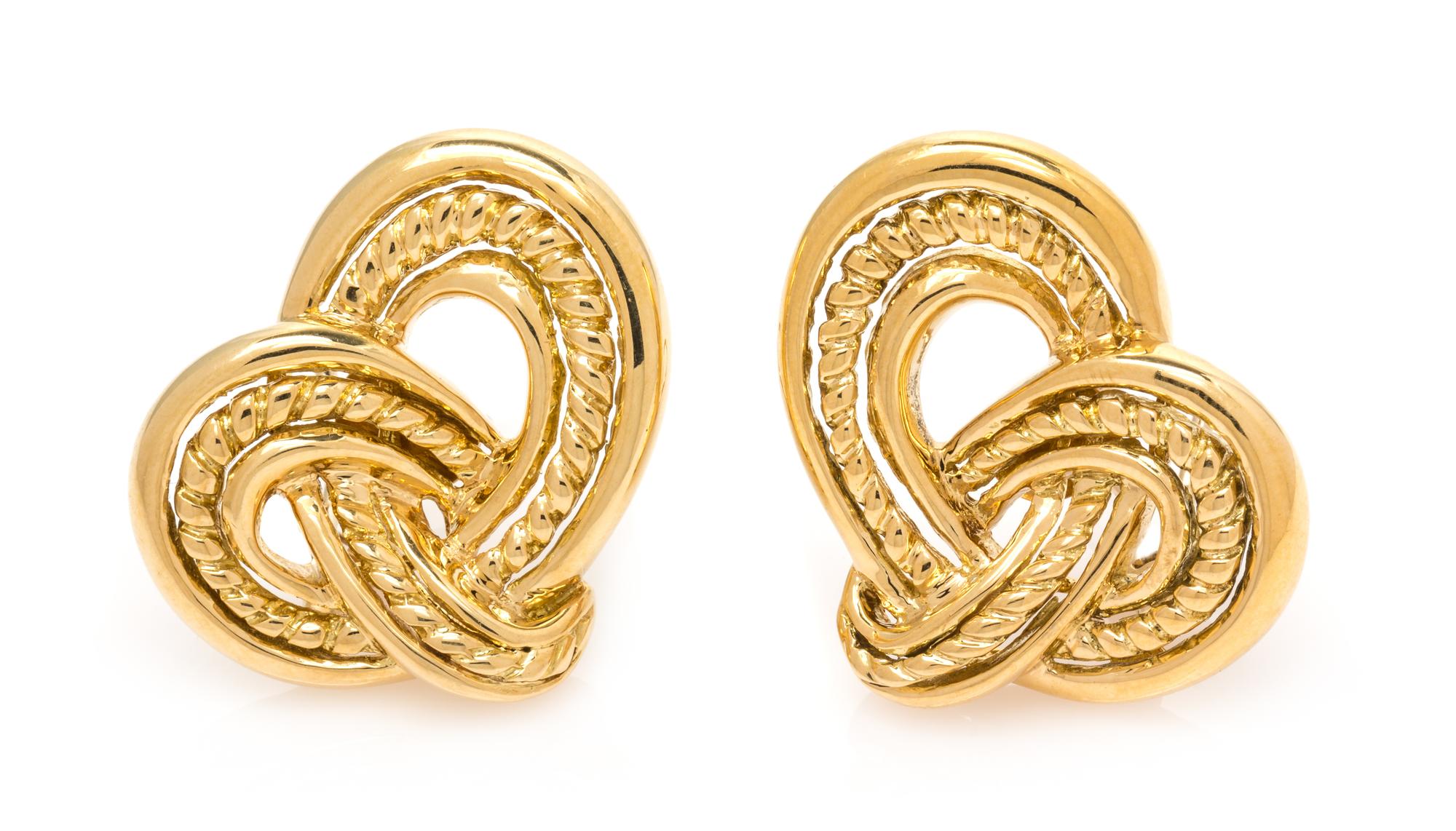 A Pair of 18 Karat Yellow Gold Knot Motif Ear Clips, Valentin Magro, 22.40 dwts.