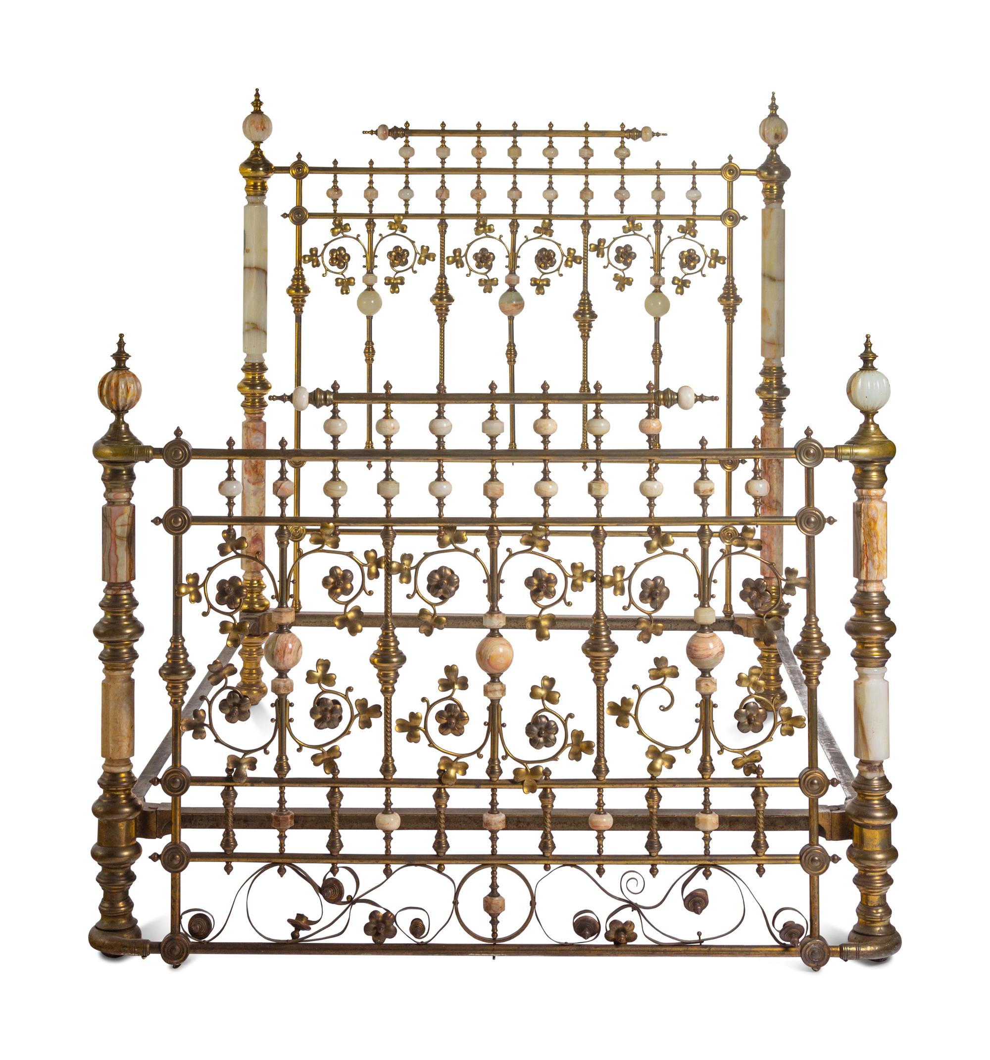 A Victorian Brass and Onyx Bed Frame