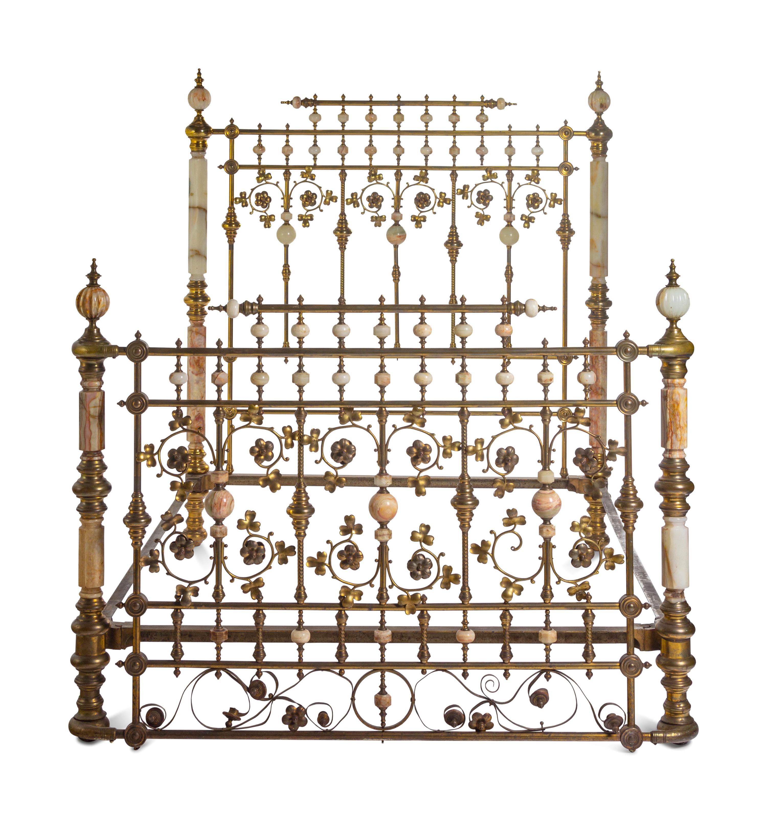 A Victorian Brass and Onyx Bed Frame
