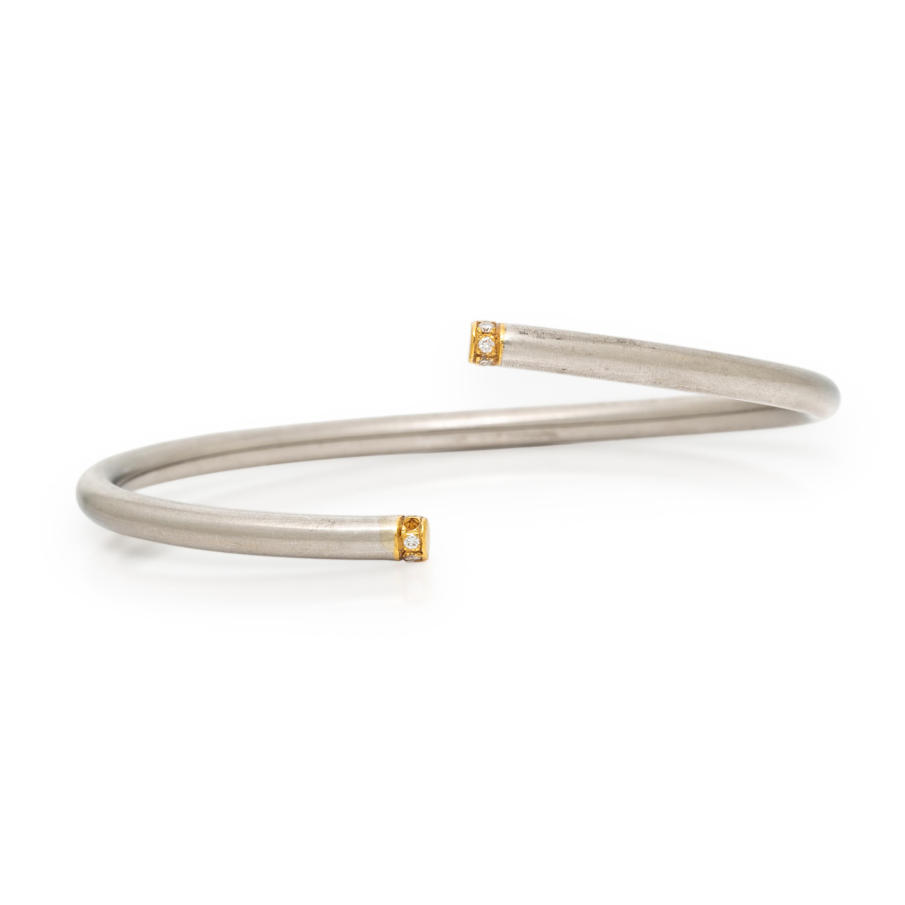 Stuart Moore, Platinum, Diamond, and Yellow Gold Flexible Cuff Bracelet