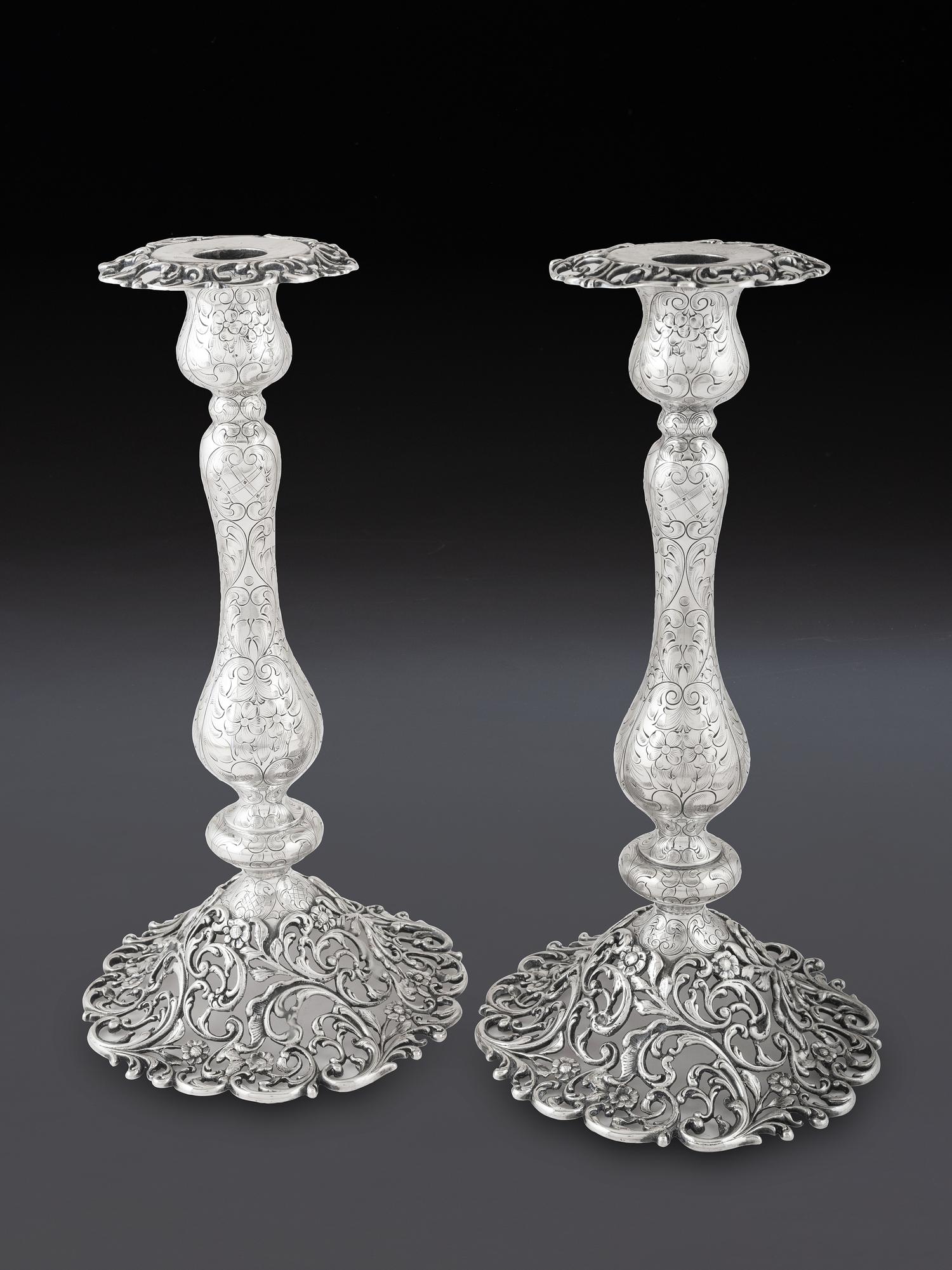 A Pair of American Silver Candlesticks