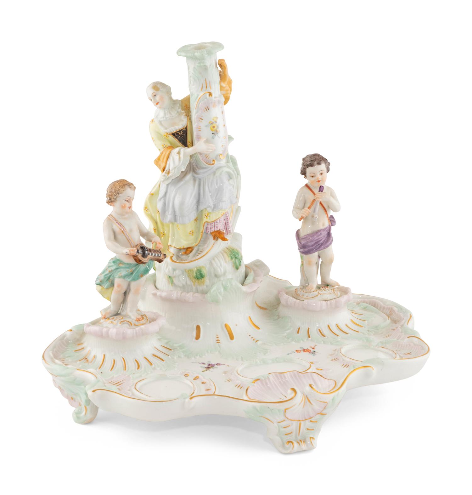 A Meissen Porcelain Ink Stand