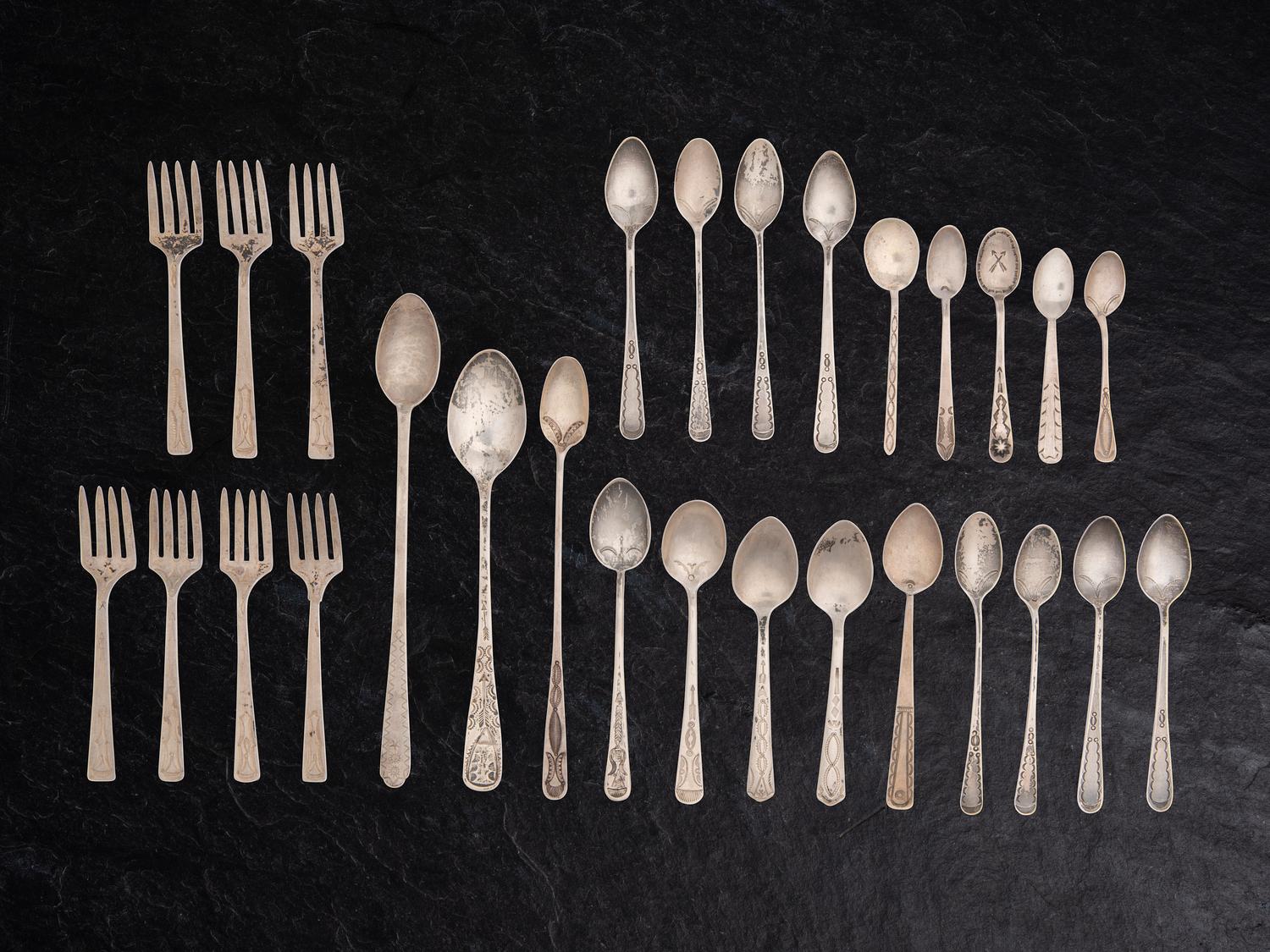 Navajo Stamped Silver Spoons and Forks