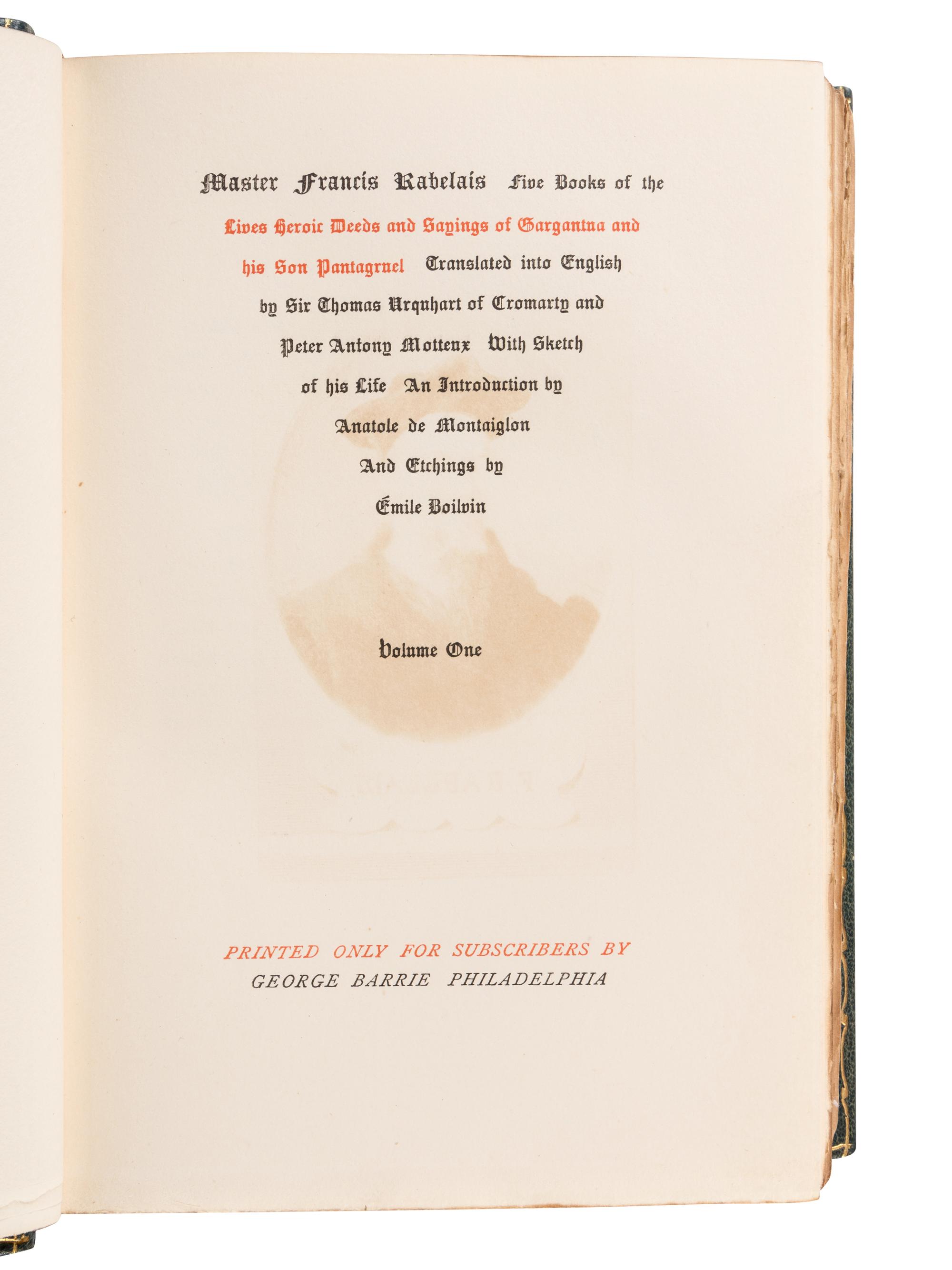 [FRENCH LITERATURE]. The Bibliophilist's Library . [ First Series ]. Volumes I-X. -- [ Second Series ]. Volumes I-X. Philadelphia: George Barrie for Subscribers only, n.d. [ca 1900].