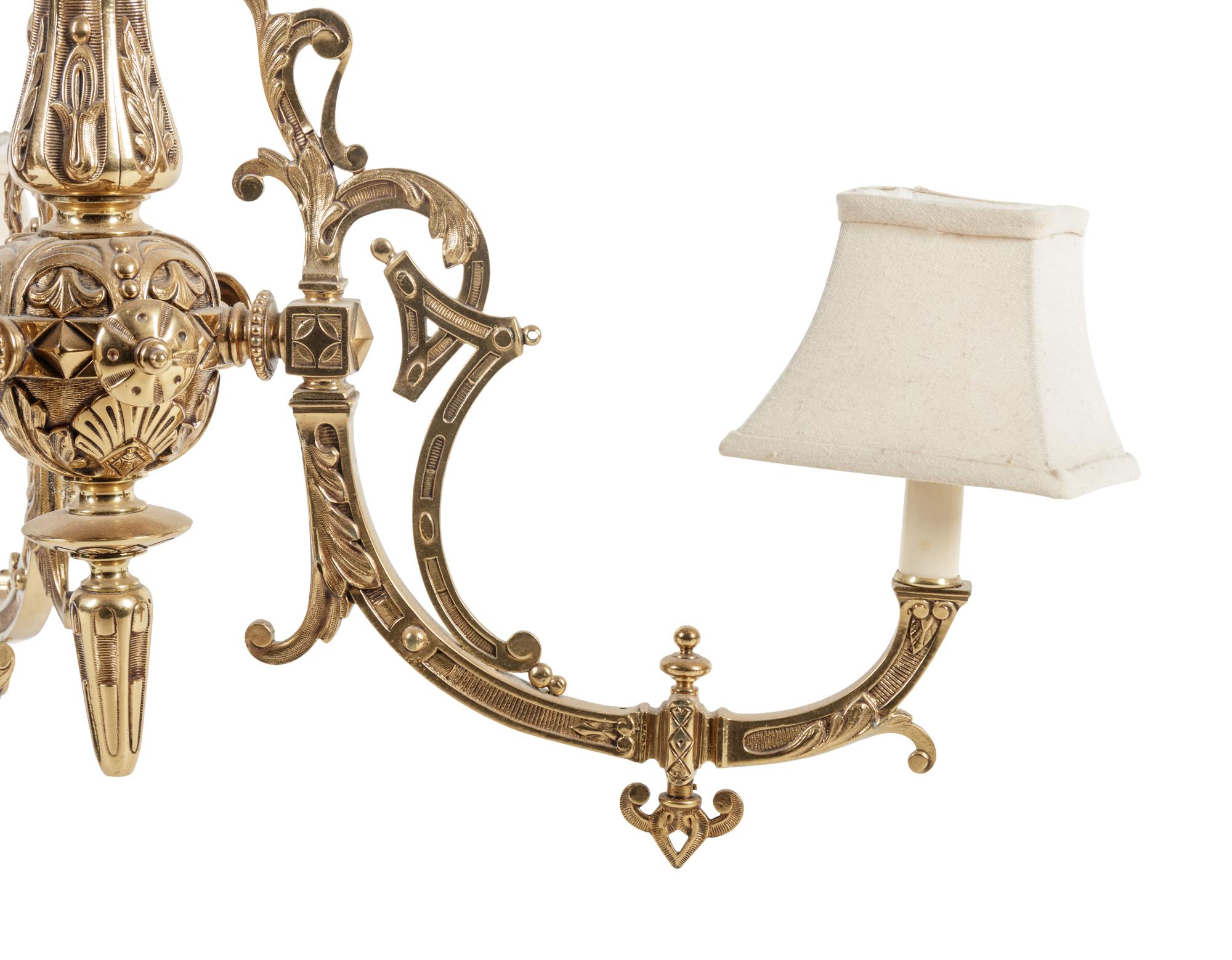 An Aesthetic Style Brass Three-Light Chandelier