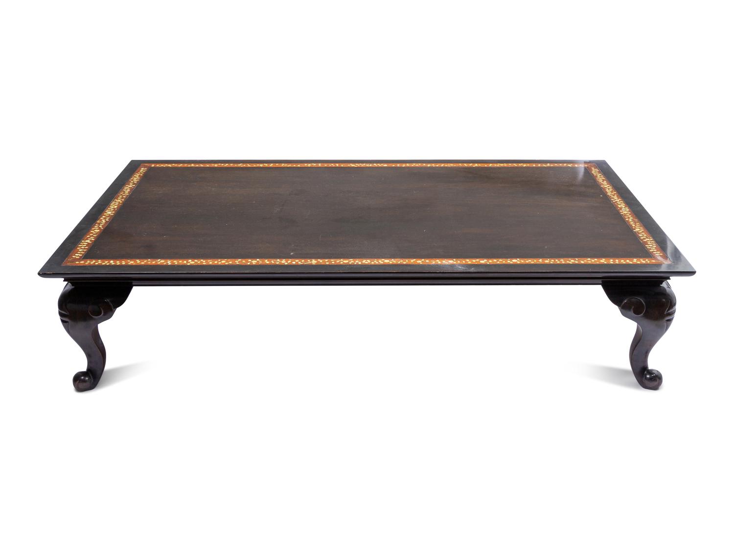 A Widdicomb Lacquered Mahogany and Mother of Pearl-Inlaid Coffee Table