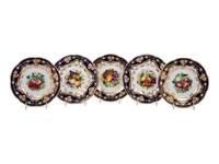 A Set of Five English Porcelain Dessert Plates
