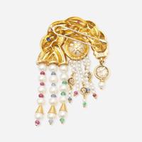An 18K Yellow Gold and Gemstone Roberto Legnazzi Brooch