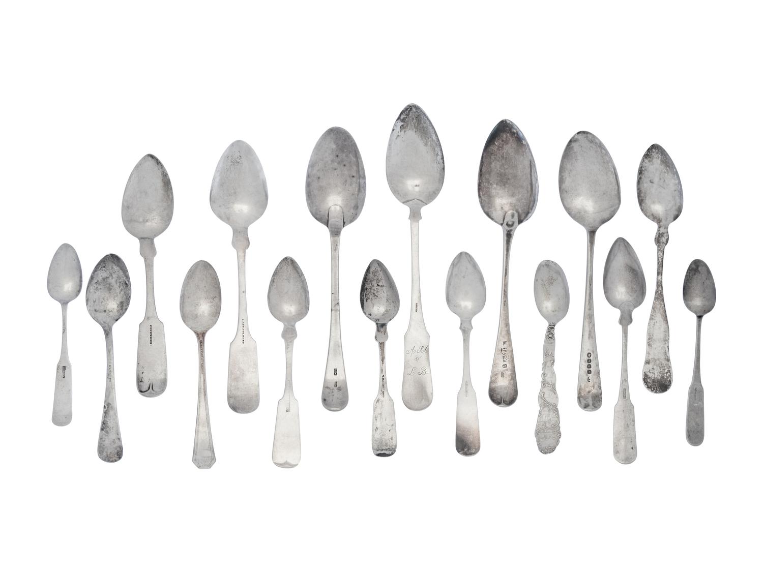 A Collection of American and English Silver Spoons