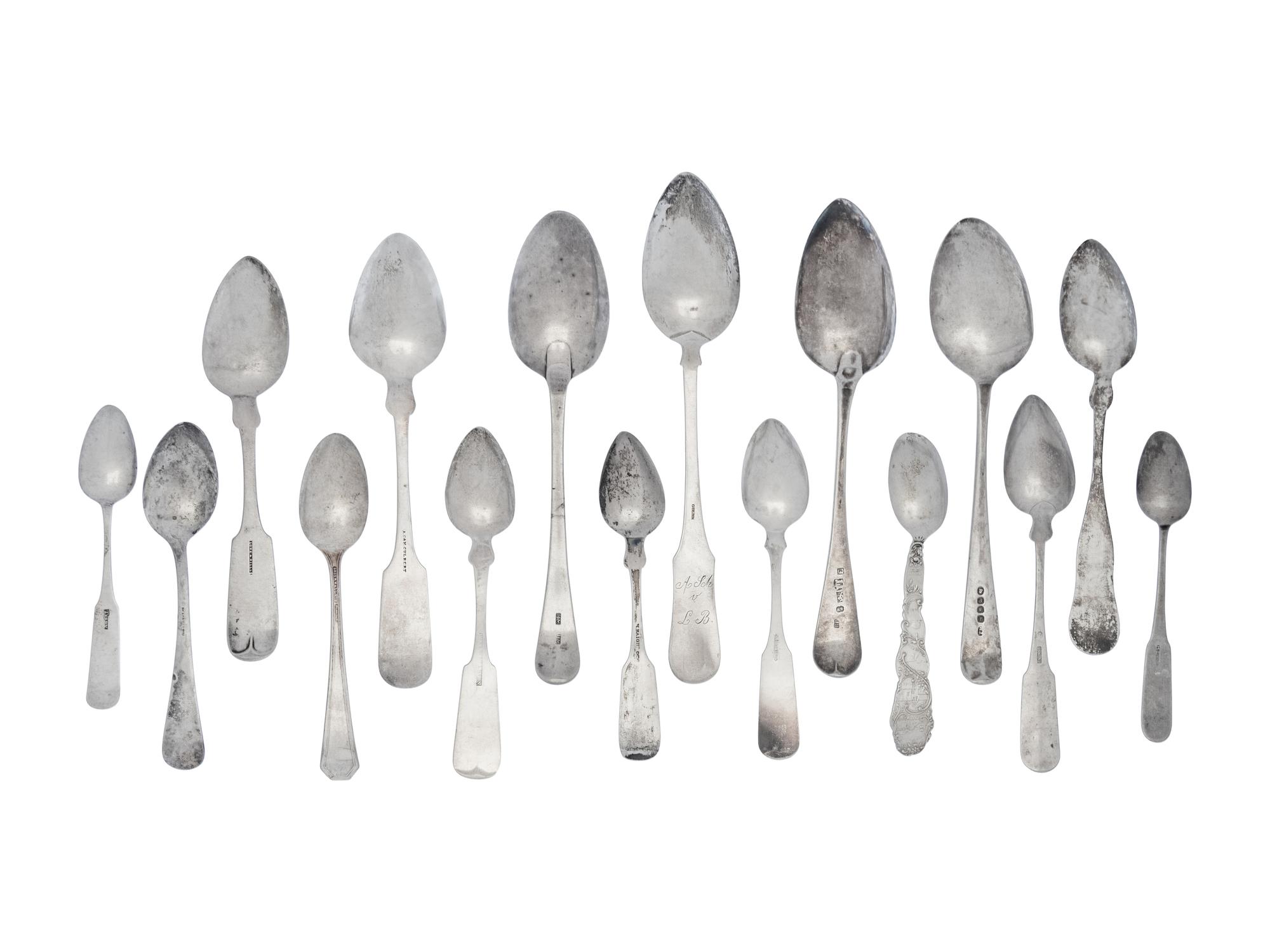 A Collection of American and English Silver Spoons