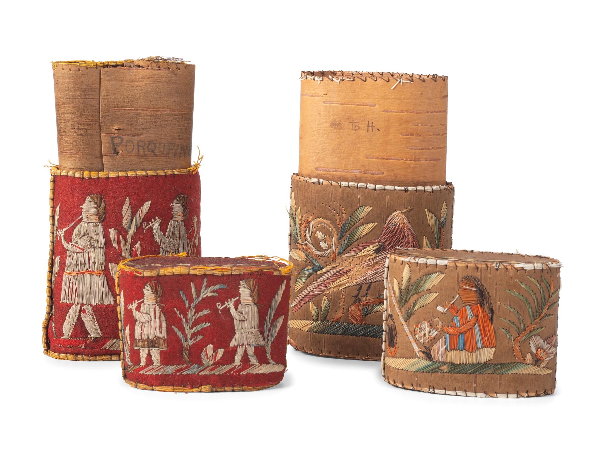 Huron Moosehair Embroidered Birchbark Cigar Cases