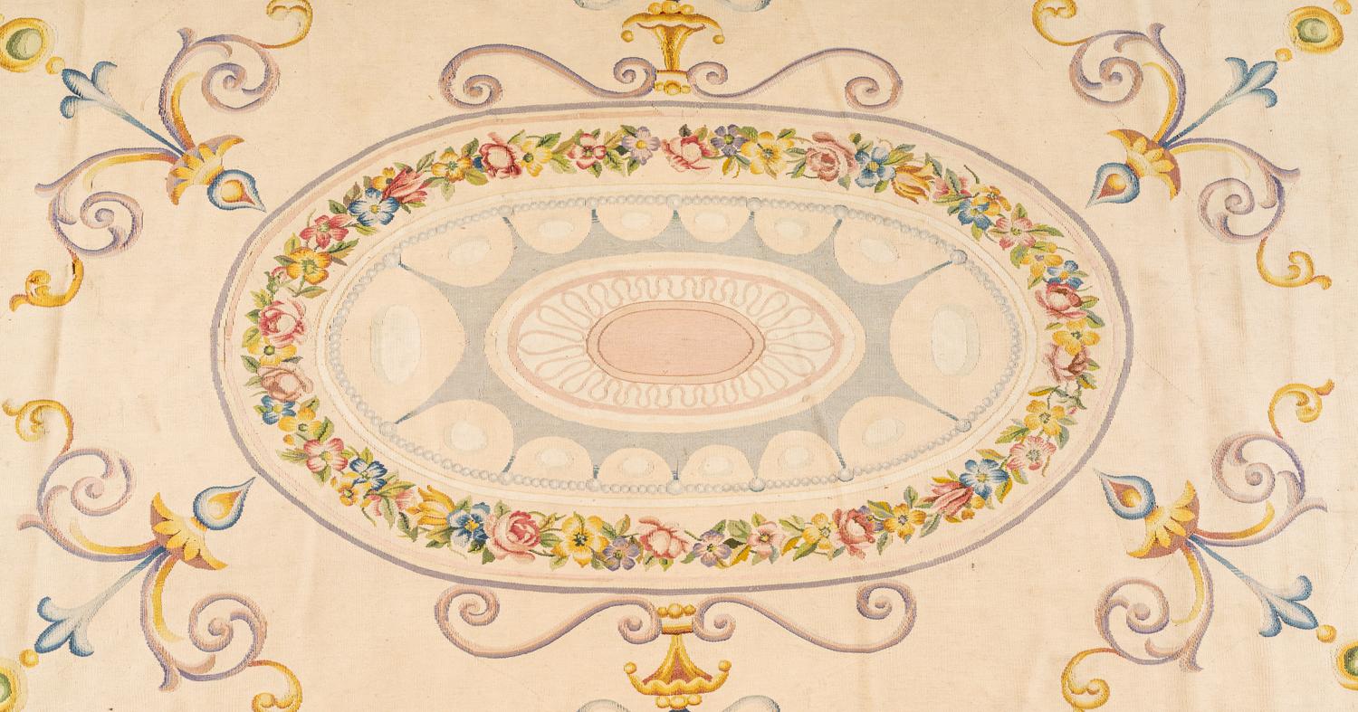 An Aubusson Style Oval Rug