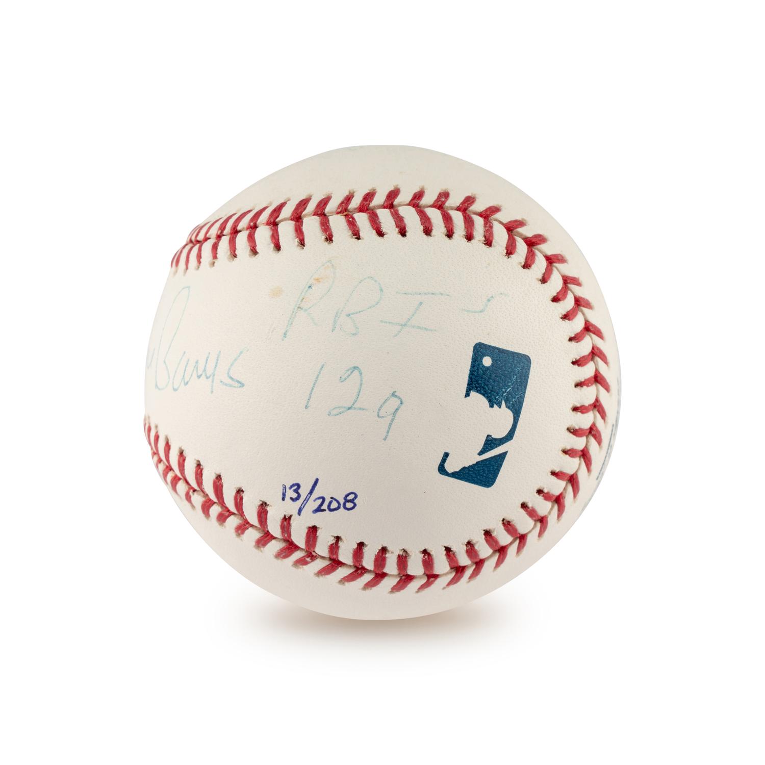 An Ernie Banks 1958 Season Stat Inscribed Signed Autograph Baseball (Beckett Authentication Services)