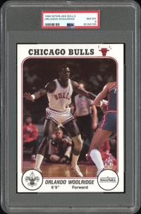 A 1985 Interlake Chicago Bulls Orlando Woolridge Basketball Card (PSA 8 NM-MT)