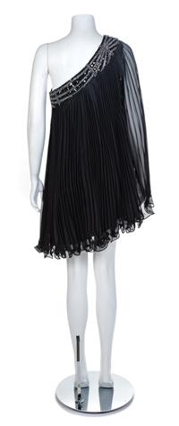 Jovani Black Pleated One-Shoulder Mini-Dress, 1990-2000s Size label: 6