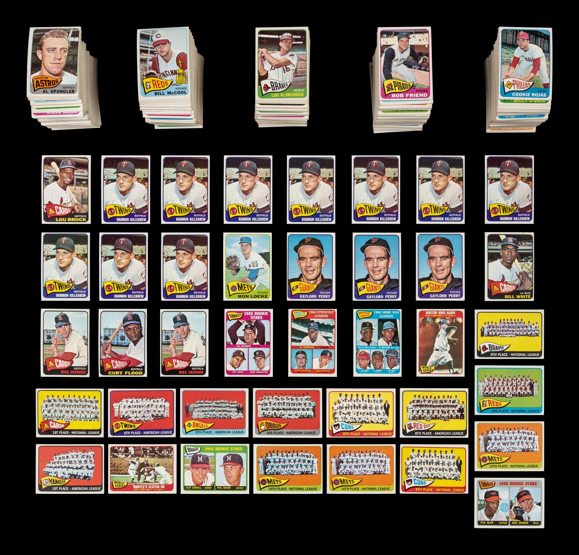 A Collection of Over 800 1965 Topps Baseball Cards With Multiple Hall of Famers
