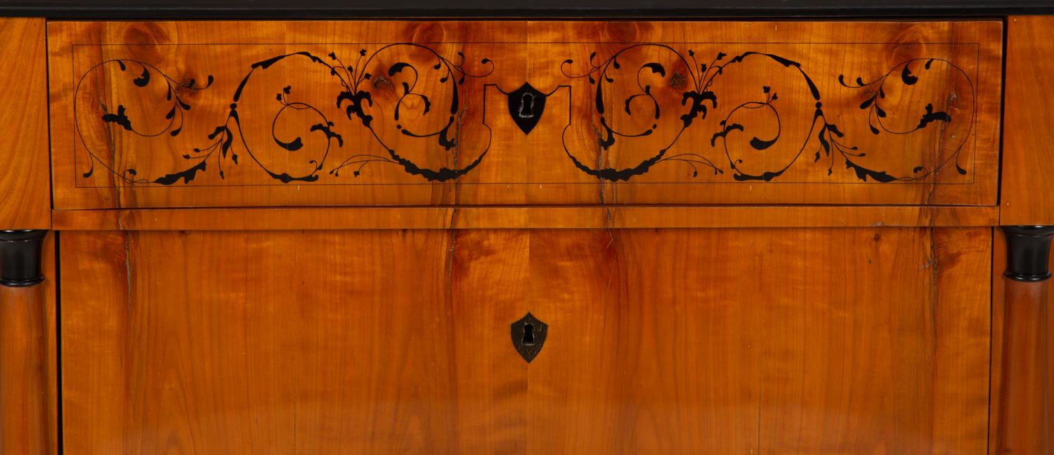 An Austrian Biedermeier Cherry and Ebonized Inlaid Commode — 19th Century