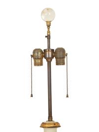 A Pair of White and Gilt Mounted Porcelain Table Lamps
