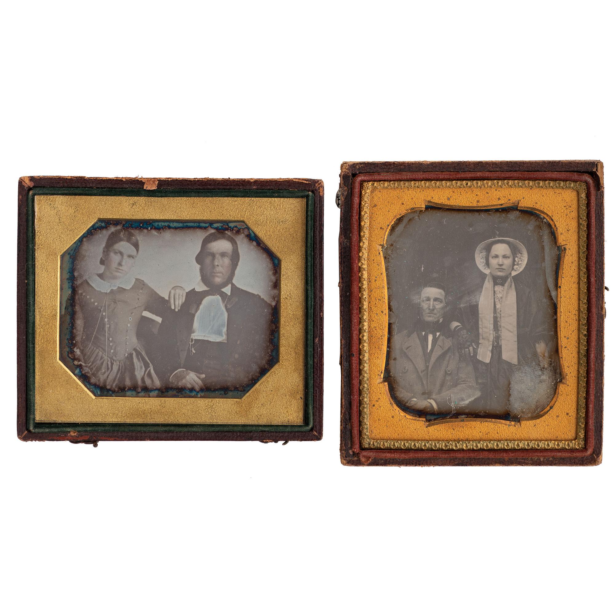 [EARLY PHOTOGRAPHY - PORTRAITURE]. A collection of daguerreotypes and ambrotypes of couples, including: