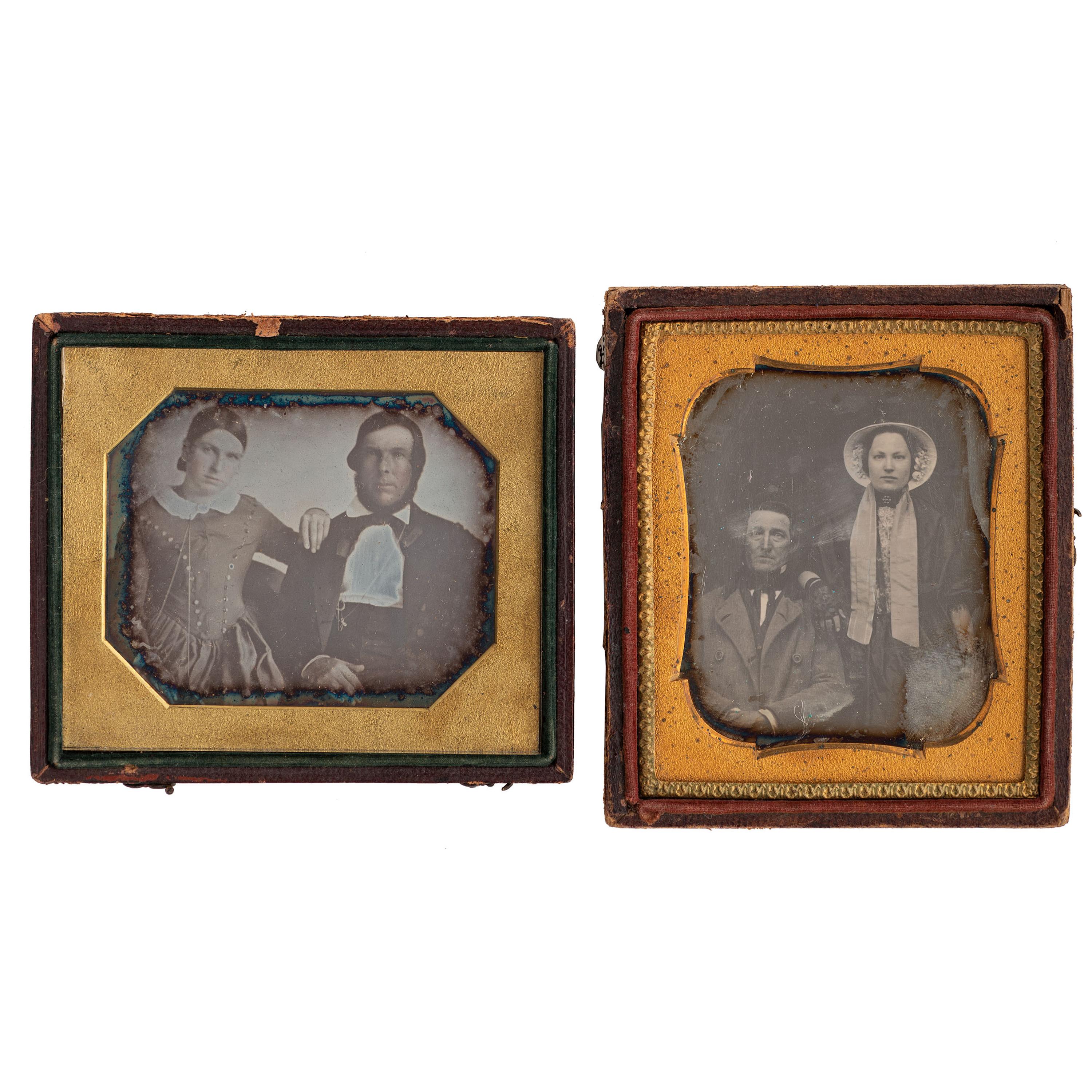 [EARLY PHOTOGRAPHY - PORTRAITURE]. A collection of daguerreotypes and ambrotypes of couples, including: