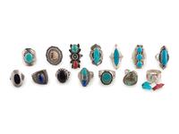 Southwestern-style Silver Rings, with Inlay