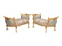 A Pair of Louis XV Style Giltwood Window Seats