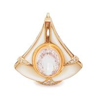 KUNZITE, DIAMOND AND MOTHER-OF-PEARL PENDANT