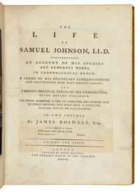 BOSWELL, James (1740-1795). The Life of Samuel Johnson. London: Henry Baldwin for Charles Dilly, 1791. [With:] The Principal Corrections and Additions. London, 1791, 1793.
