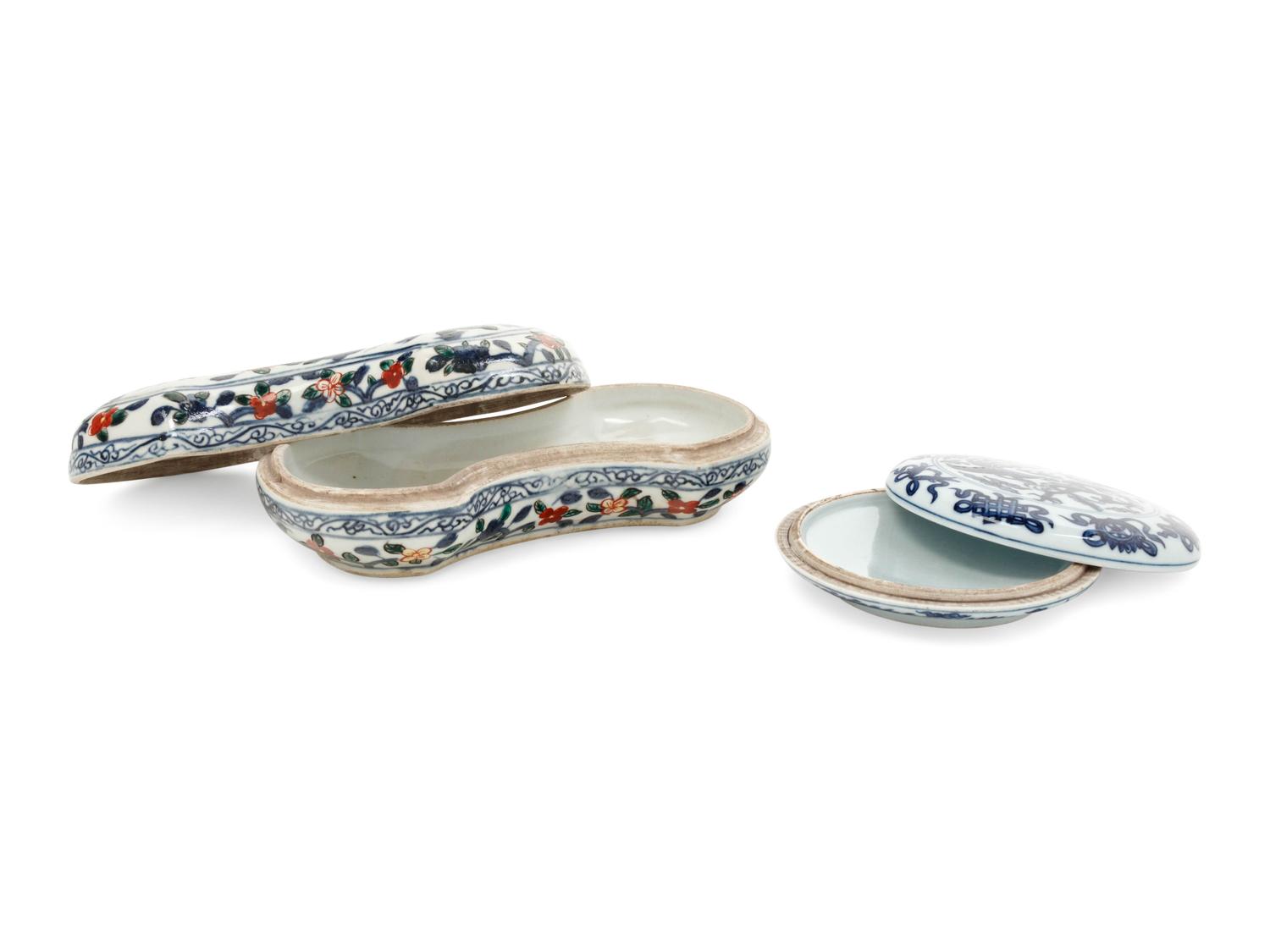 Two Chinese Blue and White Porcelain Covered Boxes
