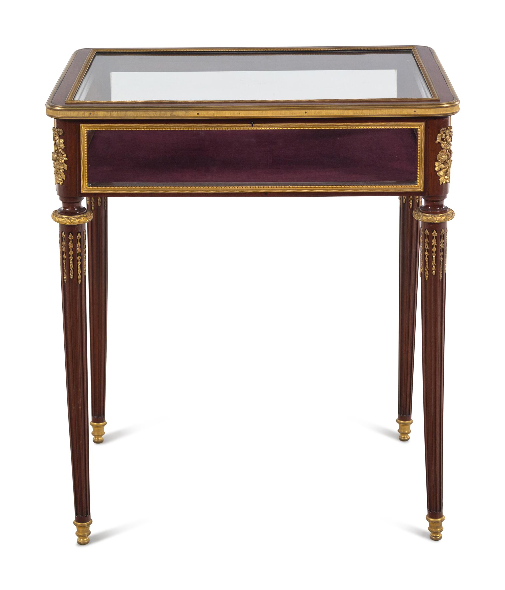 A Louis XVI Style Gilt Bronze Mounted Vitrine Table