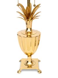 A Pair of Polished Brass Pineapple Lamps