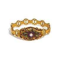 GEORGIAN, RUBY, EMERALD AND PEARL BRACELET