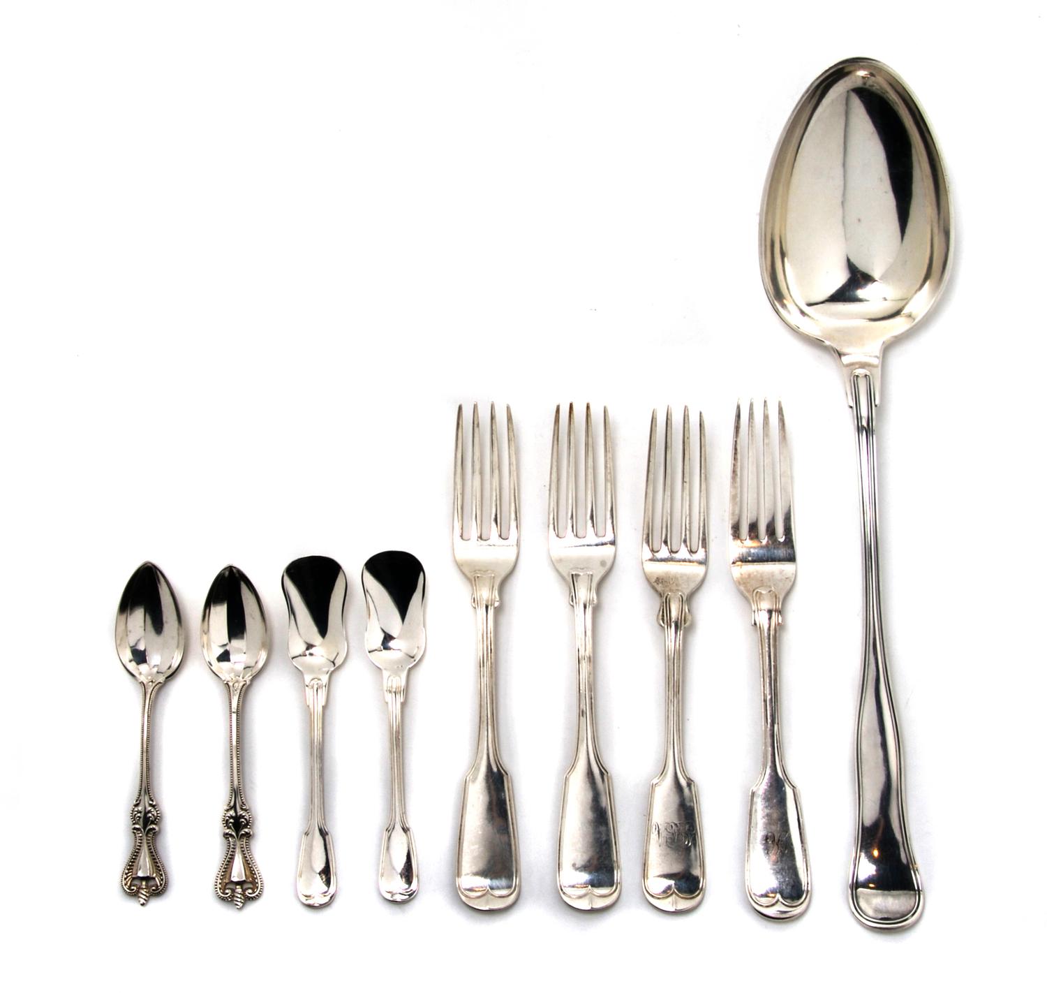 A Collection of Silver and Silverplate Flatware,
