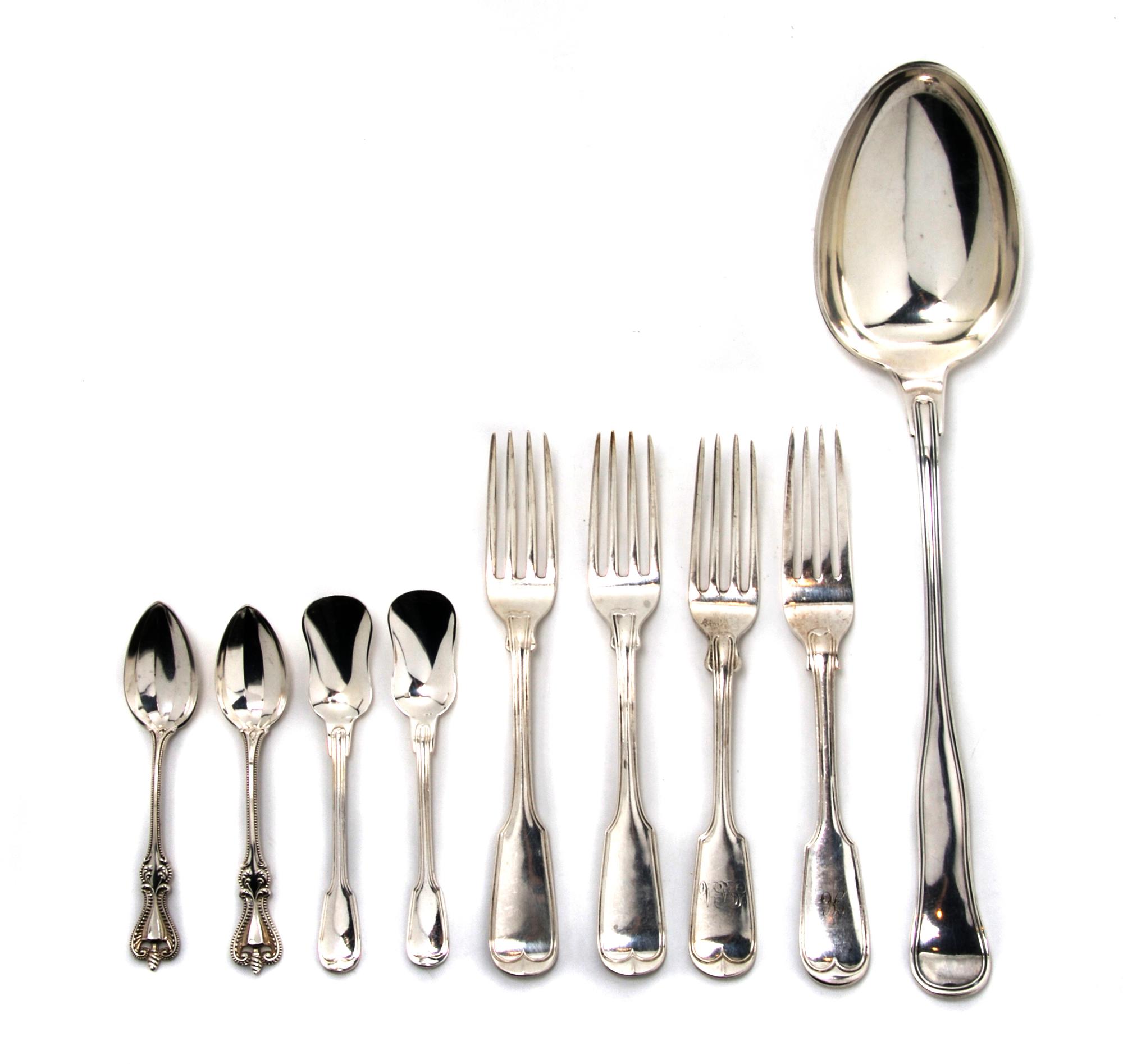 A Collection of Silver and Silverplate Flatware,