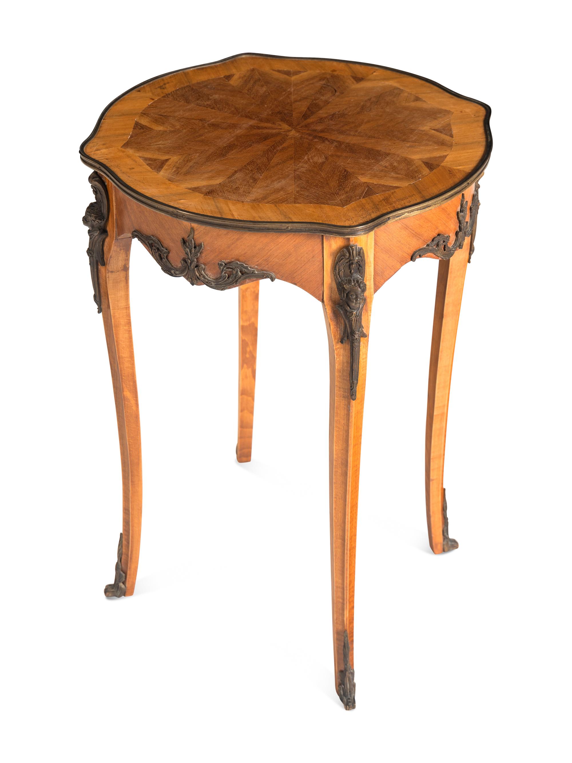 A Pair of Louis XV Style Parquetry Side Tables